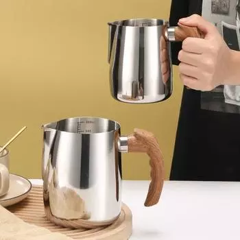 600 мл/1000 мл чашка для латте Art, кувшин для латте из нержавеющей стали, утолщенная чашка для вспенивания молока для эспрессо с ручкой для дома 600ML белый