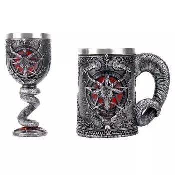 600 мл 200 мл Бафомет Пентаграмма Рог Бокал для вина Готический Языческий Мистический Кофе Пивные кружки Кружки Мистик Викка Поклонник Подарок 501-600ml