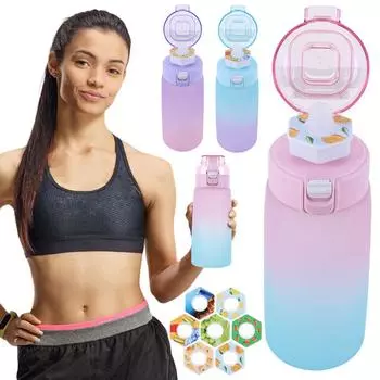 600 мл ароматическая чашка для воды Tritan с 7 ароматизаторами, бутылка для воды с фруктовым ароматом, бутылка для питьевой воды, подходящая для занятий спортом на открытом воздухе фиолетовый