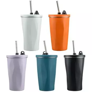 600 мл чашка для кофе с трубочкой портативная термос для воды GB синий