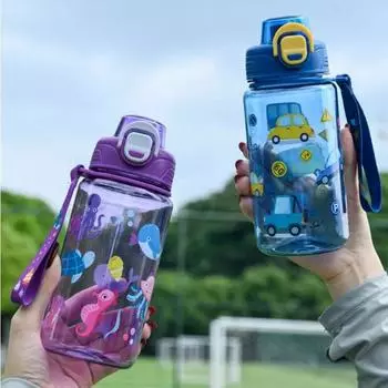 600 мл детская бутылка для воды для лета, студенческая питьевая бутылка, пластиковая спортивная бутылка для воды, портативная, устойчивая к падению и утечке 600ml