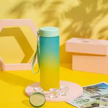 600 мл градиентная бутылка для воды с маркером времени, уличная спортивная герметичная бутылка для воды, портативная многоразовая бутылка для питья 600ml белый