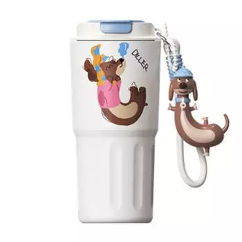 600 мл Изолированная Термокружка Большой Вместимости Кофейная Чашка Мультяшный Вакуумный Фляга Для Улицы Sausage Dog