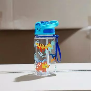 600 мл Креативная мультяшная детская чашка-непроливайка, бутылки для воды с соломинками и крышками, портативные чашки для напитков для малышей светло-синий