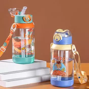 600 мл милая бутылка для воды для детей, чашка-непроливайка с соломой, герметичная уличная портативная детская бутылка для воды для школьной бутылки для напитков 600ML