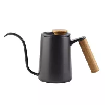 600 мл модный капельный кофейник из нержавеющей стали с ручкой и длинным носиком(черный) чёрный