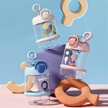 600 мл симпатичная бутылка для воды с соломинкой портативные пластиковые стаканчики бутылка для сока молока питьевая для девочки ребенок уличный чайник для питья 600ml белый