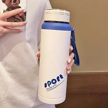 600 мл термос из нержавеющей стали, бытовая синяя кружка с крышкой, кухонные бутылки для воды, напитков, кофе, термокружка 600ml-1000ml