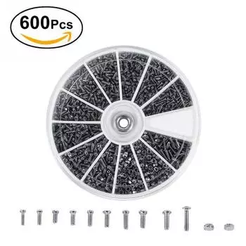 600 шт., 12 видов маленьких винтов, гаек, ассортиментный комплект M1 M1.2 M1.4 M1.6 для часов Glassess