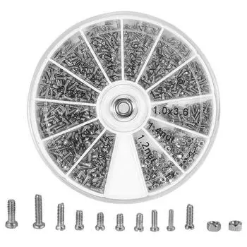 600 шт., 12 видов маленьких винтов, гаек, набор электроники M1 M1.2 M1.4 M1.6 600pcs