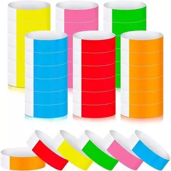 600 шт. бумажных браслетов неоновые браслеты водонепроницаемые браслеты для мероприятий легкие концертные браслеты неоновые цветные самоклеящиеся браслеты для вечеринок разноцветный