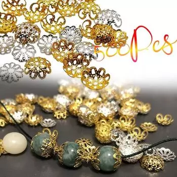 600 шт./лот, филигранные колпачки для бисера, заглушки с цветком для изготовления ювелирных изделий своими руками, принадлежности для рукоделия 1lot золотой