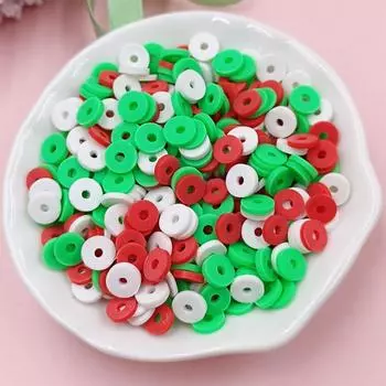 600 шт. мягких керамических бусин диаметром 6 мм в красно-зелено-белых сочетаниях рождественских стилей для самостоятельного изготовления украшений, аксессуаров для украшений ручной работы 600Pcs 6mm