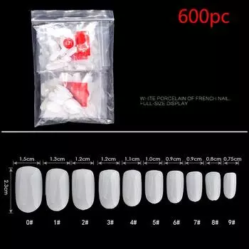 600 шт., прозрачные белые натуральные ложные акриловые наконечники, УФ-гель, утилита