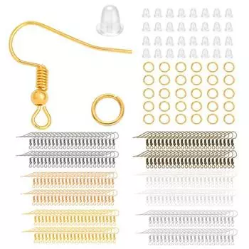 600 шт. серьги крючки кольца фиксаторы серьги аксессуары набор гипоаллергенные серьги крючки кольца силикон серебряный