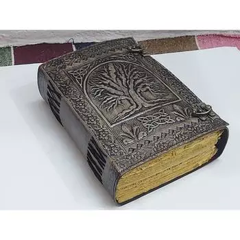 600 страниц большого Древа жизни Толстый кожаный журнал, кожаный гримуар, кожаный дневник, журнал сновидений Подарок для него Подарок для нее 10 x 7 in ( 600 pages )