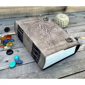 600 страниц большого кожаного журнала, Древо жизни, кожаный блокнот, путевая книга 10 x 7 in коричневый