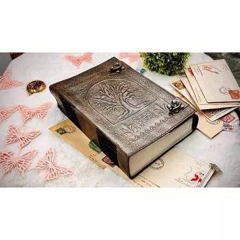 600-страничный кожаный журнал с заклинаниями «Древо жизни», подарки для мужчин и женщин 10 x 13 in
