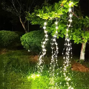 600 светодиодных солнечных светодиодных гирлянд Firefly Bunch Lights, наружная гирлянда из медной проволоки, гирлянда в виде водопада, солнечная лампа в виде ветви виноградной лозы 5Branch 2M 100LEDS