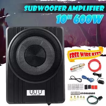 600 Вт 10 тонкие автомобильные колонки под сиденьем, автомобильный активный сабвуфер, усилитель басов, корпус динамика, автомобильный усилитель, сабвуферы