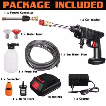 600 Вт 24 В Беспроводной очиститель для мойки автомобилей Портативный ручной автомойщик Водяной пистолет Мойка высокого давления Генератор пены для аккумулятора Makita 1 x Battery