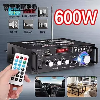 600 Вт Bluetooth HiFi Аудио Стерео Домашний Автомобильный Усилитель Супер Громкие Колонки Театральные Усилители Предусилители Динамик Караоке Микрофон Музыкальный Плеер EU PLUG