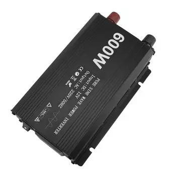 600 Вт Инвертор Чистая синусоида Портативный DC в AC Преобразователь для использования в автомобиле Вход 12 В Алюминиевый сплав чёрный