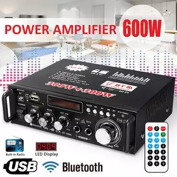 600 Вт ЖК-усилитель HIFI аудио стерео Bluetooth FM 2CH AMP автомобильный домашний USB SD MP3-плеер