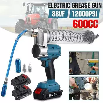600CC 12000PSI Электрический смазочный пистолет Перезаряжаемый экскаватор высокого давления Автомобильная смазка Механическая смазка для зубчатых передач 1*Battery