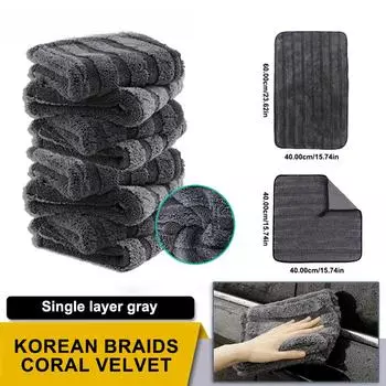600GSM Полотенце для мытья автомобиля, утолщенное коралловое флисовое моющее полотенце, впитывающая воду ткань для сушки, ультра-мягкие чистящие полотенца