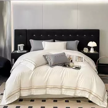 600TC Роскошный комплект постельного белья с вышивкой, пододеяльник из египетского хлопка, плоский/простыня, одинарный, двойной, пододеяльник Queen King, наволочка Flat Bed Sheet&Full Size 4pcs