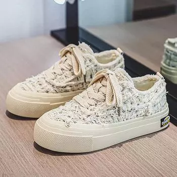 6035 улыбающиеся мужские и женские туфли новая летняя обувь нищего на платформе холщовые туфли, увеличивающие рост звезды Female code-36