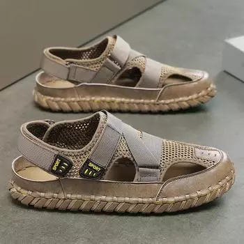 6071 sandals summer hand-sewn hollow breathable casual sandals sports size 38-46Shoes 38 хаки