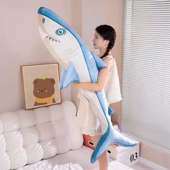 60/100/150 см милая плюшевая игрушка акула мягкая набивная игрушка животное подушка для чтения на день рождения подарок кукла подарочный декор комнаты 60cm синий