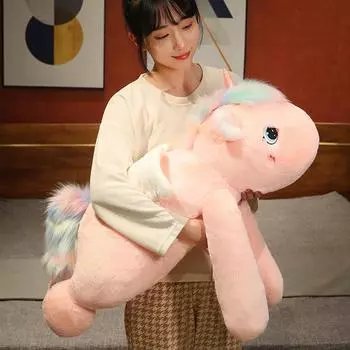 60-100 гигантский радужный единорог плюшевая кукла подушка супер мягкий мультяшный зверь единорог игрушка домашний декор подарок для мальчиков и девочек about 60cm