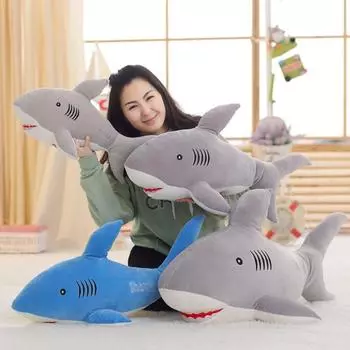 60~100 см милая серо-голубая плюшевая игрушка-акула, мягкая морская подушка-рыба, игрушки для детей, подарки на день рождения для девочек, декор 60cm серый