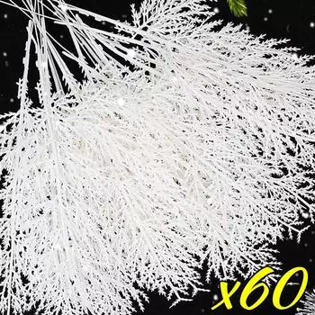 60/10 шт. Рождественские белые сосновые иголки DIY венок искусственные растения елочные украшения сад дом новогодняя вечеринка декор принадлежности 10PCS