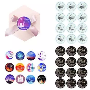 60/120pcs Ramadan EID Mubarak Decorations Paper Sticker Gift Lable Seal Sticker Islamic Muslim Eid al-fitr Decoration Supplies 60pcs