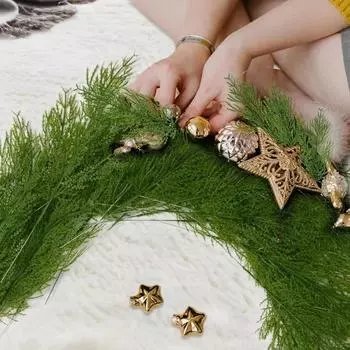 60/1 шт. искусственные сосновые ветки рождественские поддельные зеленые растения сосновые листья гирлянда своими руками рождественские елочные украшения новогодний декор для вечеринки 1PCS зелёный