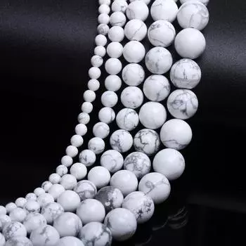60-20 шт. Белый говлит круглый для изготовления ювелирных изделий 4/6/8/10/12 мм свободные бусины ожерелья бусины бирюза натуральные камни аксессуары DIY материал ручной работы 4mm 60Pcs