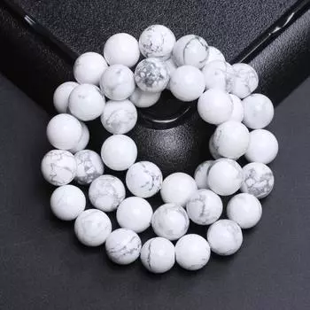 60-20 шт. Белый говлит круглый для изготовления ювелирных изделий 4/6/8/10/12 мм свободные бусины ожерелья бусины бирюза натуральные камни аксессуары DIY материал ручной работы 4mm 60Pcs