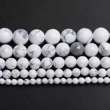 60-20 шт. Белый говлит круглый для изготовления ювелирных изделий 4/6/8/10/12 мм свободные бусины ожерелья бусины бирюза натуральные камни аксессуары DIY материал ручной работы 4mm 60Pcs