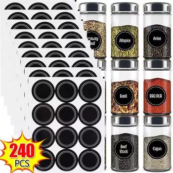 60/240 шт. этикетки для банок со специями наклейки для бутылок с приправами этикетки для стеклянных контейнеров с ингредиентами для приправ кухонные принадлежности