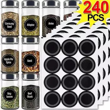 60-240 шт. Кухонные банки для специй, этикетки, наклейки, банки для хранения продуктов, стеклянные бутылки со специями, бирка, водонепроницаемая, многоразовая наклейка для доски