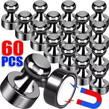 60-2 шт. Мини-крепкие неодимовые магнитные кнопки, крючки для хранения, домашняя кухня, холодильник, белая доска, присоска, металлическая кнопка, настенная вешалка 2PCS