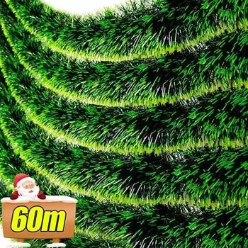 60-2M рождественские ленты гирлянда зеленый тростник лента венок DIY елка подвески новогодние украшения для вечеринки украшение дома