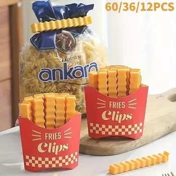 60/36/12 шт. модный и креативный зажим для картофеля фри для хранения свежих закусок, мини-портативный герметичный магнитный стикер для холодильника, сохраняющий свежесть закусок 12pcs