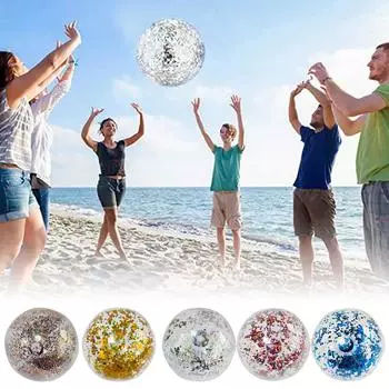 60/40cm Beach Balls Inflatable Beach Swim Pool Balls Toys for Kids Toddlers Outdoor Pool Game Toy Shine Water Ball with Inflator 16 inch