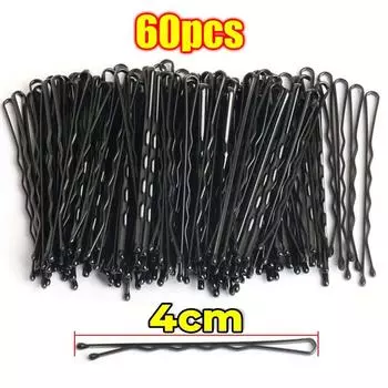 60/600pcs Black Straight Line Hair Clip U-shaped Needle Lady Hairpins Curly Wavy Grips Women Bobby Pins Styling Hair Accessories