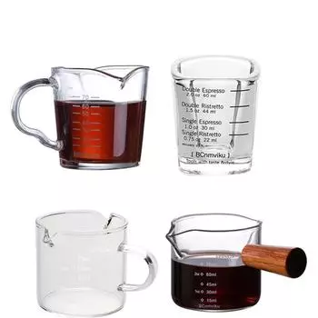 60/75 мл эспрессо рюмка двойной носик стеклянный мерный стакан термостойкая ручка прозрачная шкала мерный кувшин для вина молока кофе 51-100ml